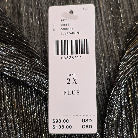 Anthropologie Pilcro Size 2X Metallic Buttondown Tunic Blouse Black Silver NWT - Picture 7 of 12